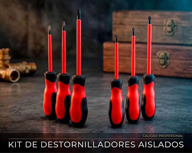 SET DESTORNILLADOR TECNICO ELECTRICISTA AISLADO CRUZ PALETA 6 DESTORNILLADORES - 5