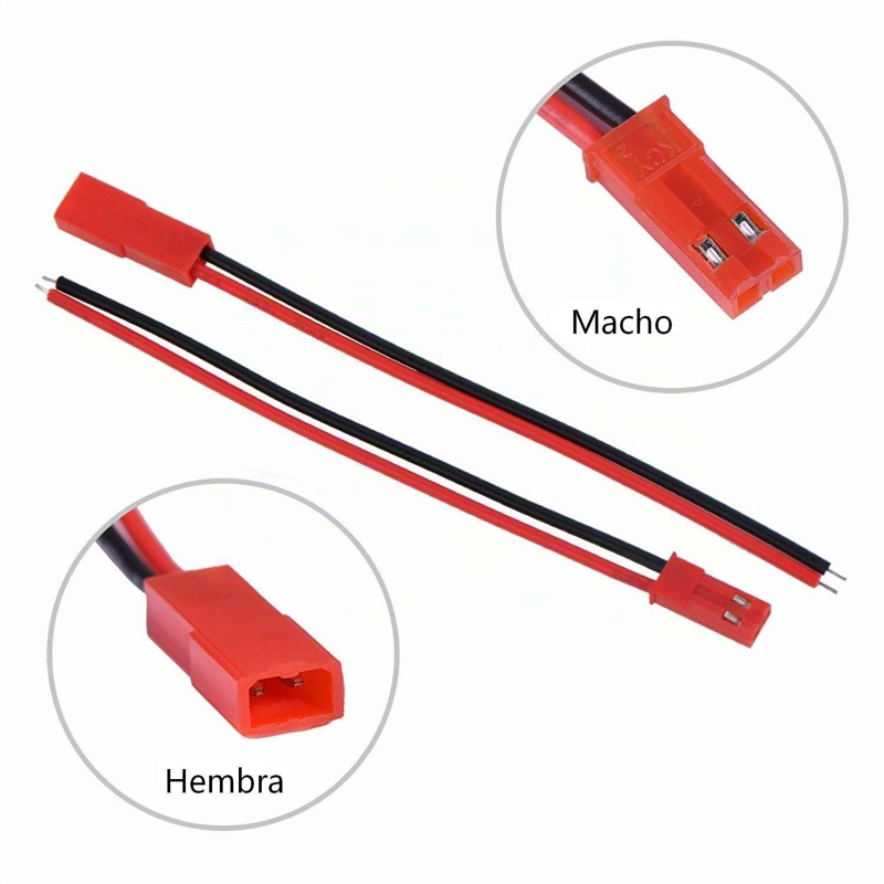 3X CABLE CONECTOR JST MACHO HEMBRA 2 PIN TIRA LED BATERIA MULTICOLOR 3X - 5