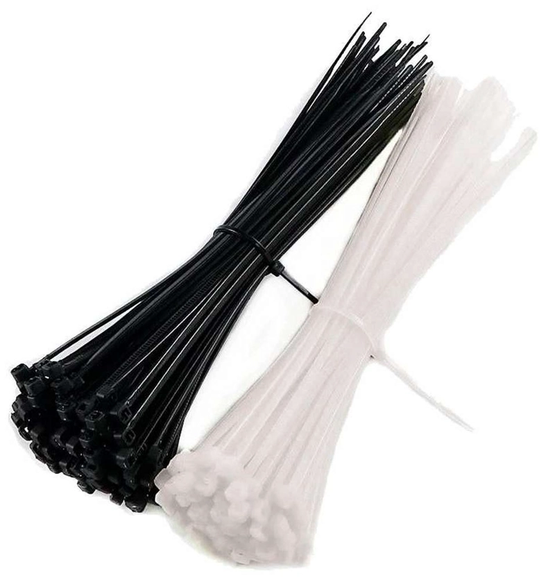 50X AMARRAS PLASTICAS 20 CM PARA CABLES TRILLAJE BLANCA NEGRO 25 NEGRAS - 25 BLANCAS - 1