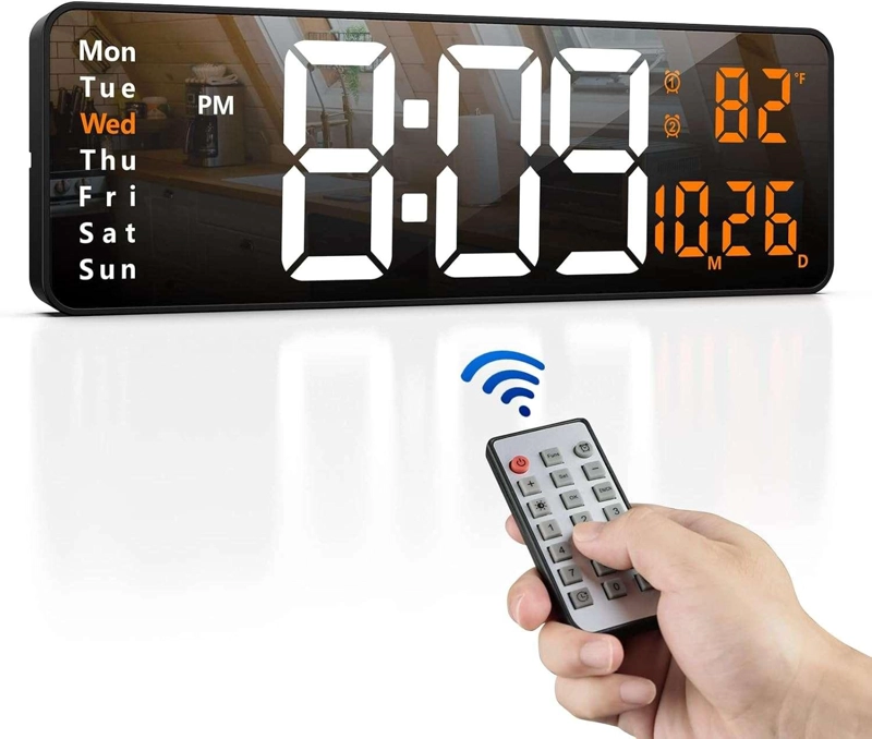 CRONOMETRO TEMPORIZADOR RELOJ MURAL LUZ LED CONTROL REMOTO 6626X