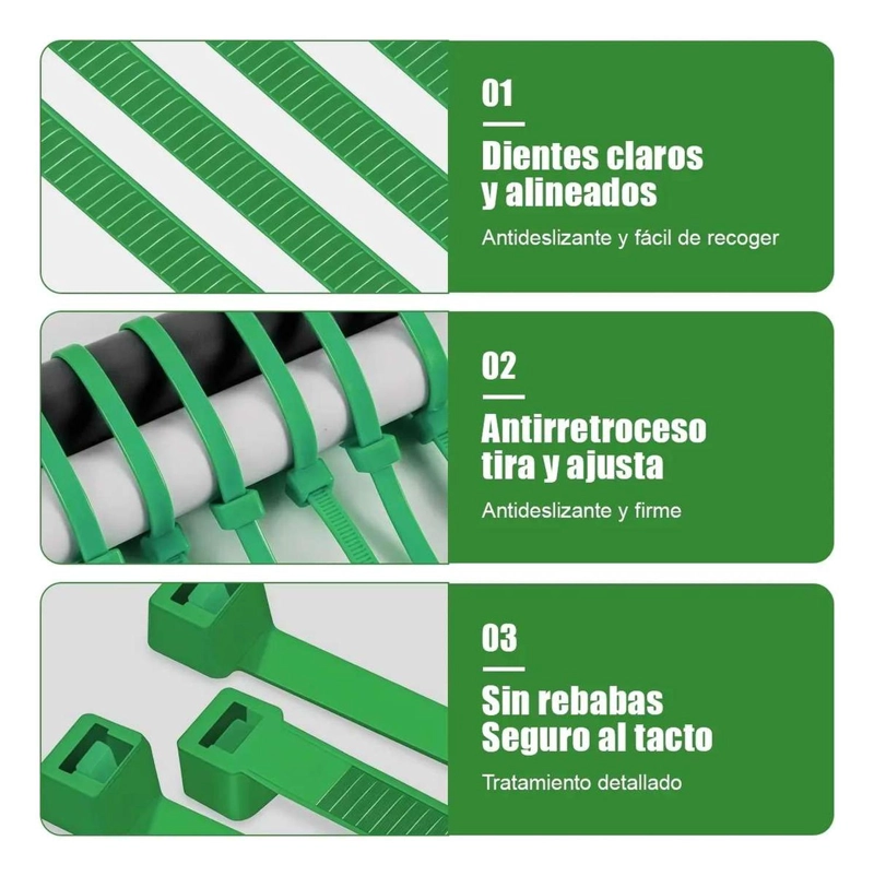 25X AMARRAS PLASTICAS VERDE 20 CM PARA CABLES TRILLAJE 20 CENTIMETROS - 9