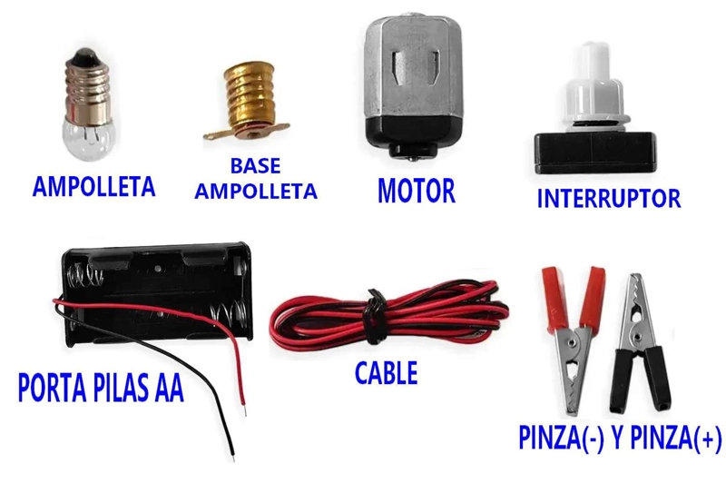 KIT CIRCUITO ELECTRICO ESCOLAR AMPOLLETA PINZAS MOTOR CABLE MY6003 - 2