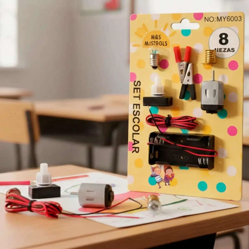 KIT CIRCUITO ELECTRICO ESCOLAR AMPOLLETA PINZAS MOTOR CABLE MY6003 - 4
