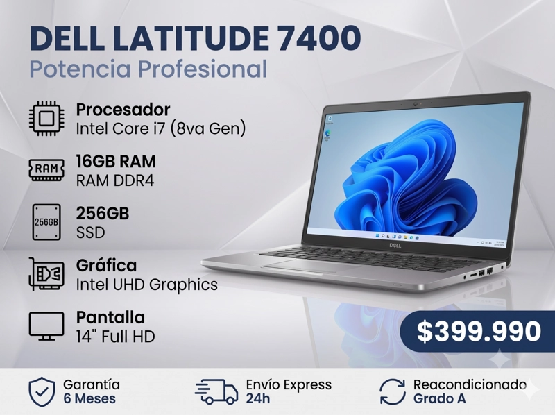 NOTEBOOK DELL LATITUDE 7400 INTEL CORE I7 8ª GEN 16GB RAM 256GB SSD - 1