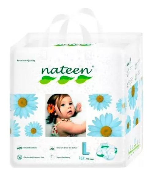 PAÑALES NATEEN PREMIUM ECOLÓGICOS L 16 UNIDADES - 1