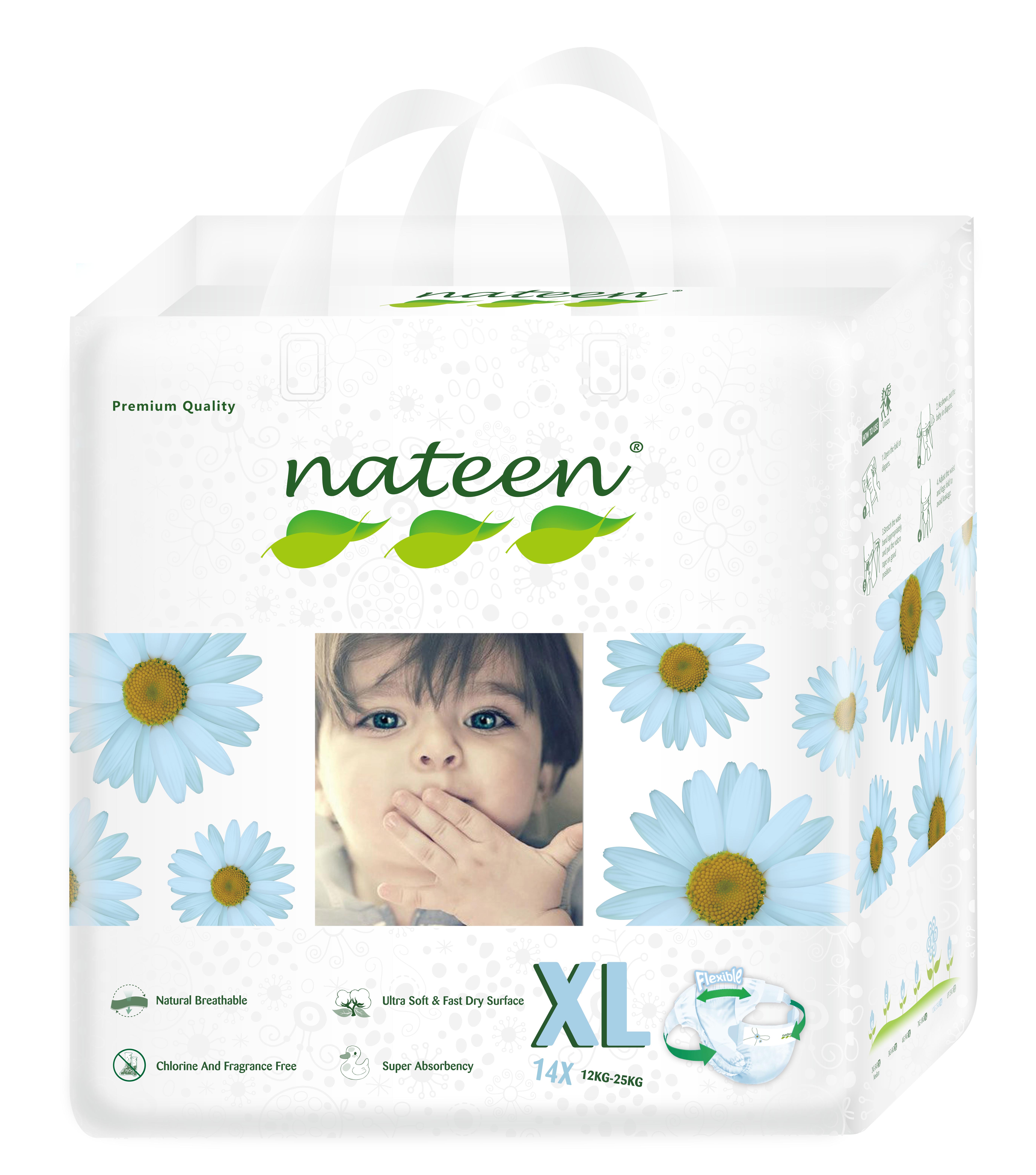 PAÑELES NATEEN ECOLÓGICOS BEBE XL 14 UNIDADES - 1