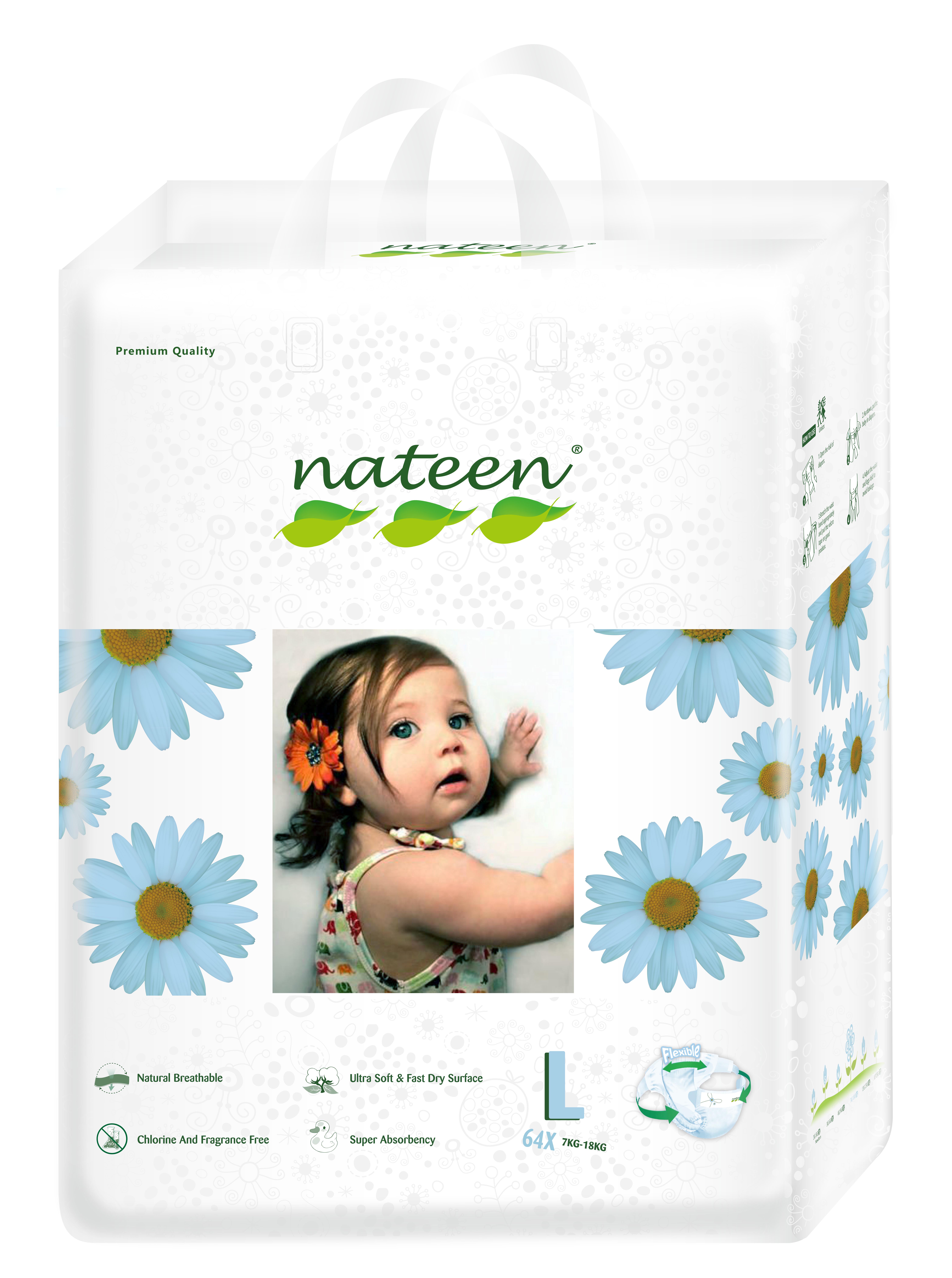 PAÑELES NATEEN ECOLÓGICOS PREMIUM L 64 UNIDADES - 1