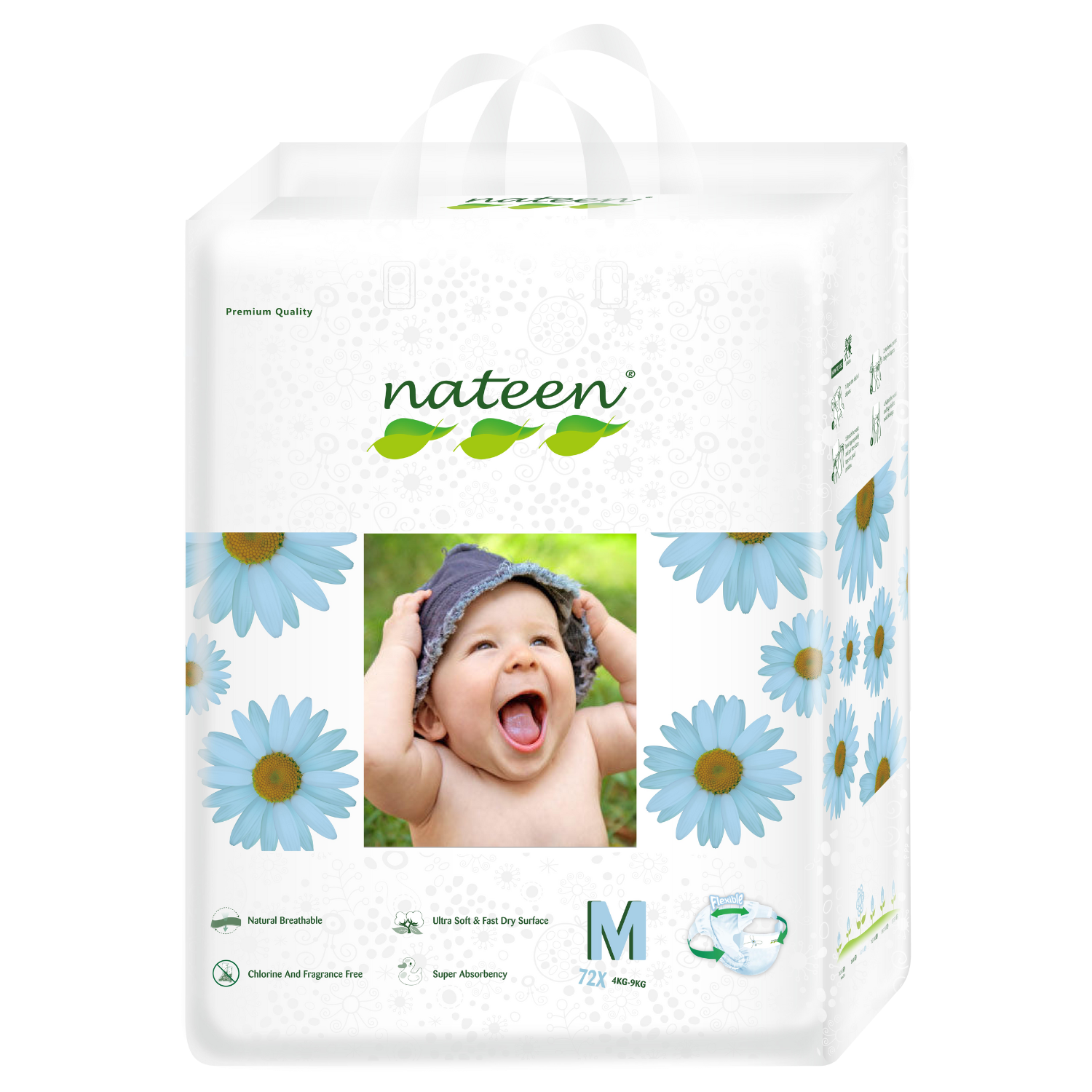 PAÑELES NATEEN ECOLÓGICOS PREMIUM M 72 UNIDADES - 1