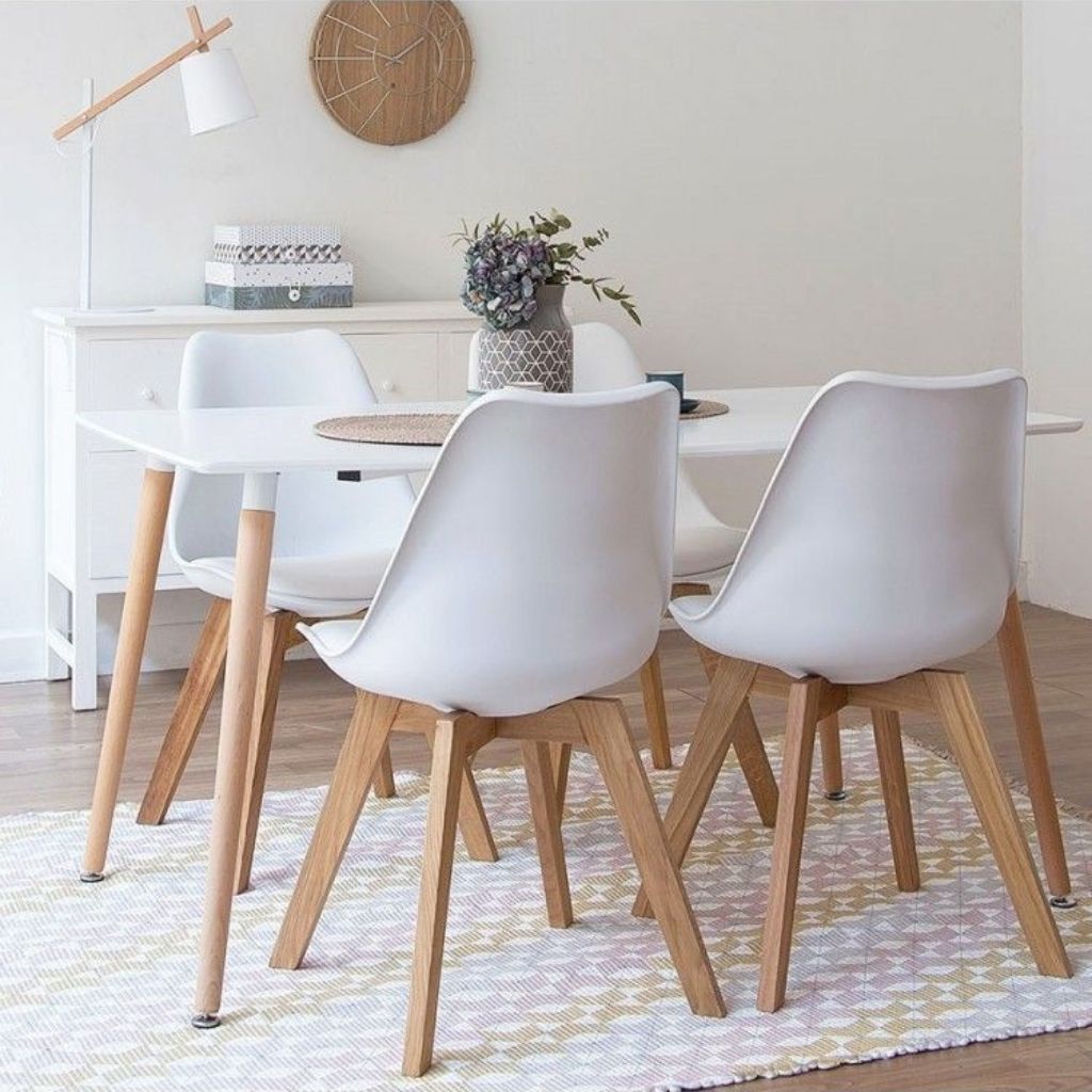 JUEGO DE COMEDOR 120X80 + 6 SILLAS TULIP BLANCO - 1