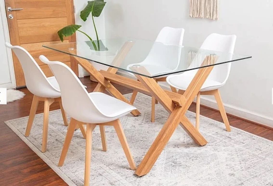 JUEGO DE COMEDOR 140X90CM + 4 SILLAS TULIP BLANCAS - 1