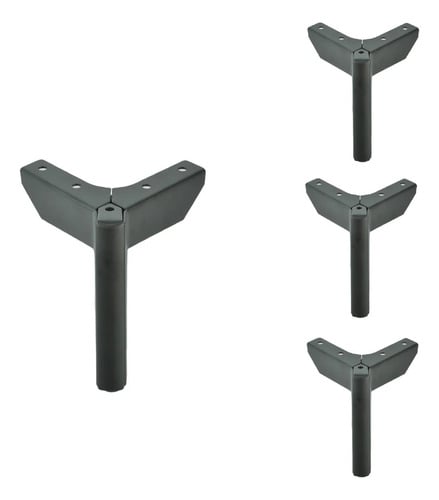 PATAS METALICAS PARA MUEBLES CON PLACA DE 12 CM - PACK 4 - COLOR_80: ACERO
