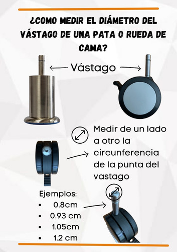 RUEDA PYTON CON FRENO PARA CAMA CIC, ROSEN Y FLEX, VÁSTAGO - COLOR_80: ACERO - 3