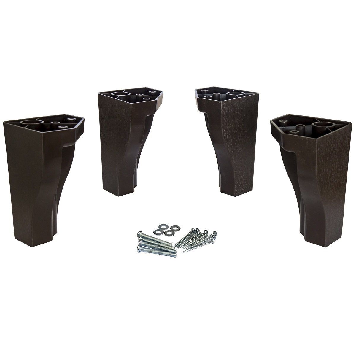 KIT DE 4 PATAS PARA CAMA EUROPEO PLASTICO COLOR CAOBA - ALTURA 20 CM - 1