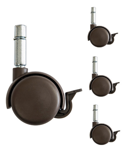 RUEDA PARA CAMA ROSEN CIC CON VASTAGO DE 1.2 CM - PACK DE 4 - COLOR_80: CAFE - 1