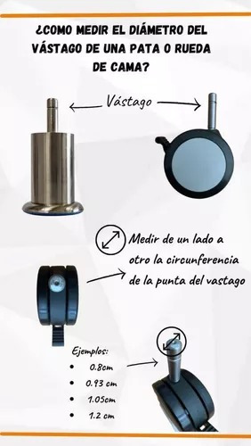 RUEDA PARA CAMA ROSEN CIC CON VASTAGO DE 1.2 CM - PACK DE 4 - COLOR_80: CAFE - 3