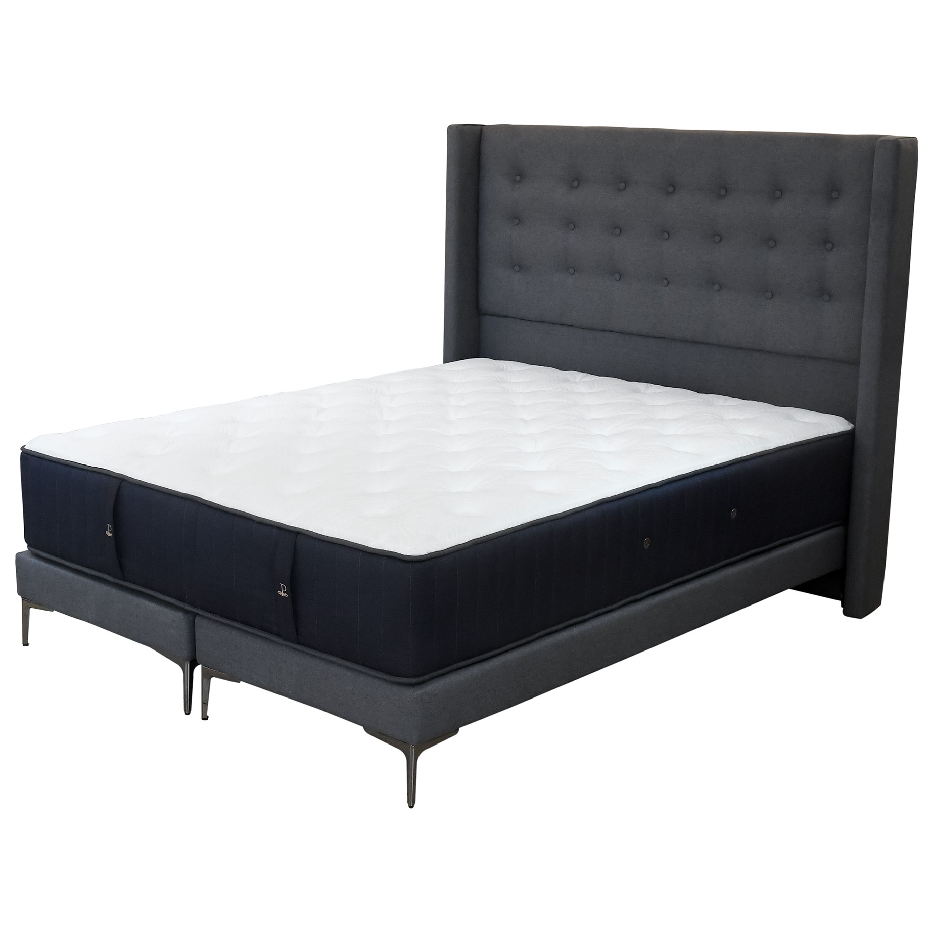 CAMA TRADICIONAL 2 PLAZAS + COLCHON PREMIUM CIC + RESPALDO / LARGO 200 CM / PATAS DE METAL 15 CM - 1