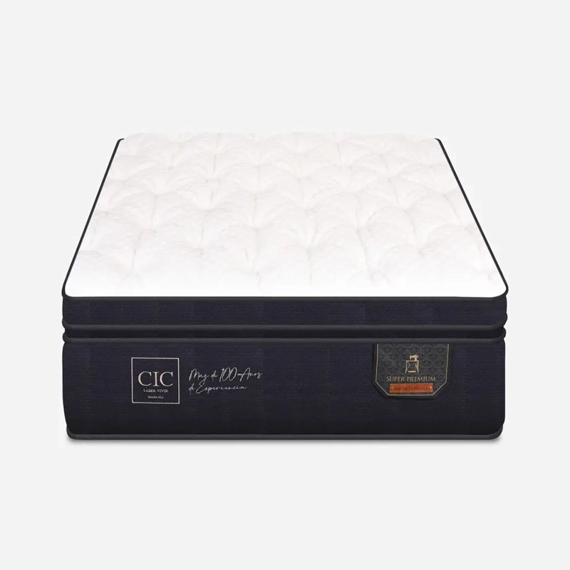 CAMA BLOCCARE TRADICIONAL 2 PLAZAS + COLCHON PREMIUM CIC / PATAS MADERA 19.5 CM LARGO 200 CM - 1