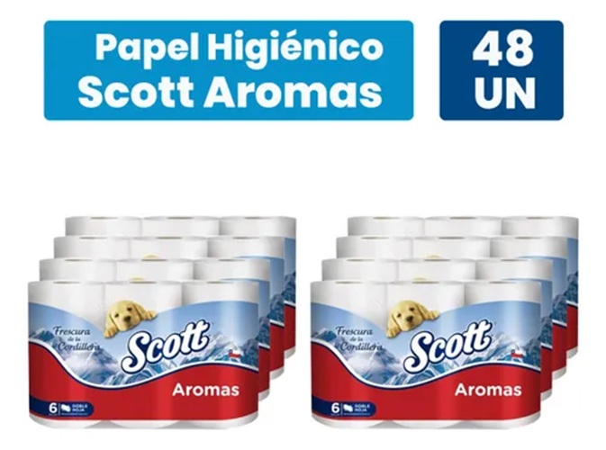 PAPEL HIGIÉNICO SCOTT AROMAS 48 UNIDADES DOBLE HOJA 21,1 MTS - 1
