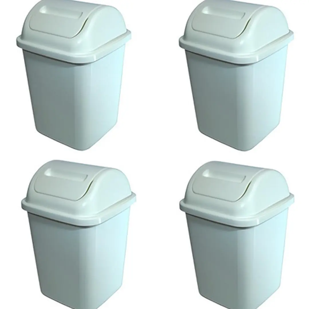 PACK 4 BASUREROS PLÁSTICOS DE 10 LITROS EN COLOR BLANCO - 1