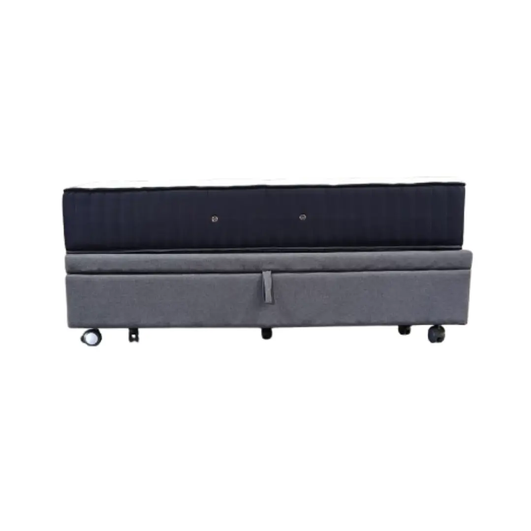 CAMA BAUL 1.5 PLAZA L 190 + COLCHON PREMIUM CIC / CON RUEDA LOGO (GRIS) - 1