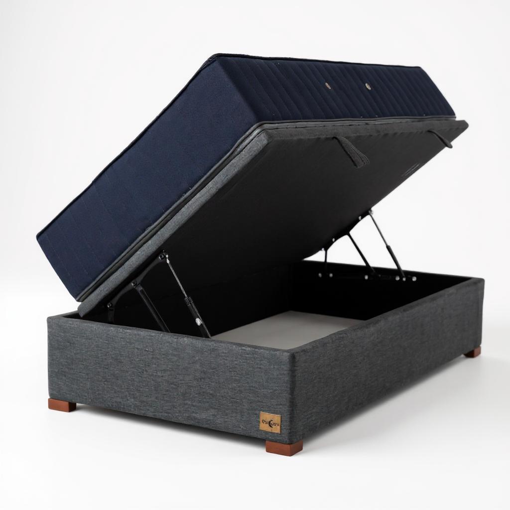 CAMA BAÚL GRIS 1,5 PLAZA L200 + COLCHÓN CIC PREMIUM + PATAS DE 4.5 CM - 2