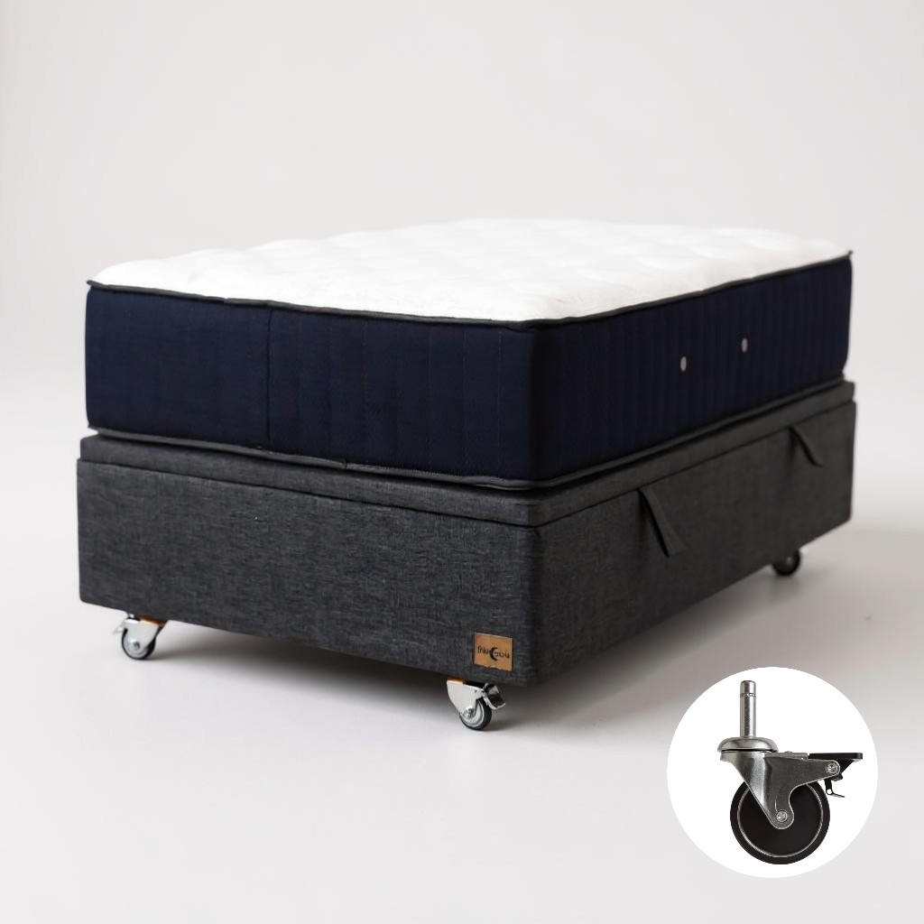 CAMA BAÚL GRIS 1 PLAZA UNICA L190 + COLCHÓN CIC PREMIUM + RUEDAS PYTON - 1