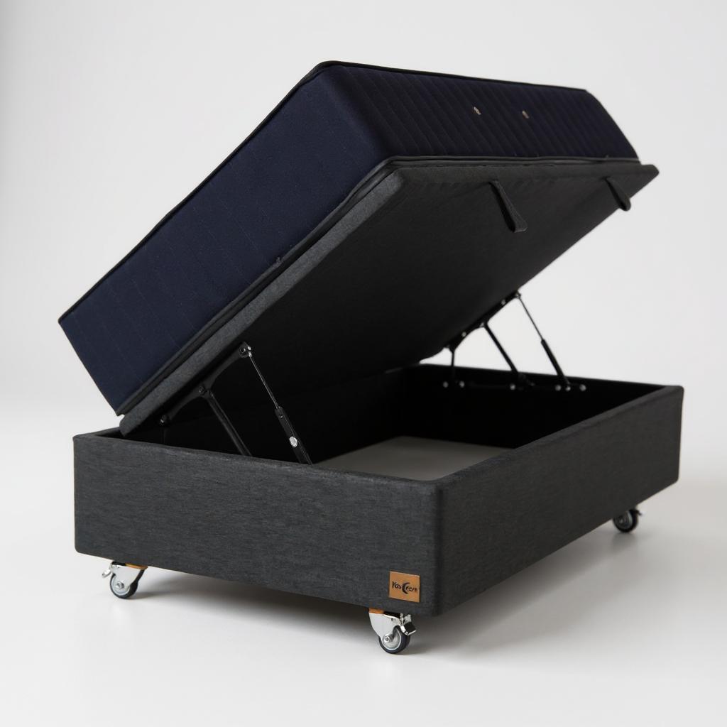 CAMA BAÚL GRIS 1,5 PLAZA UNICA L200 + COLCHÓN CIC PREMIUM + RUEDAS DELUXE - 3