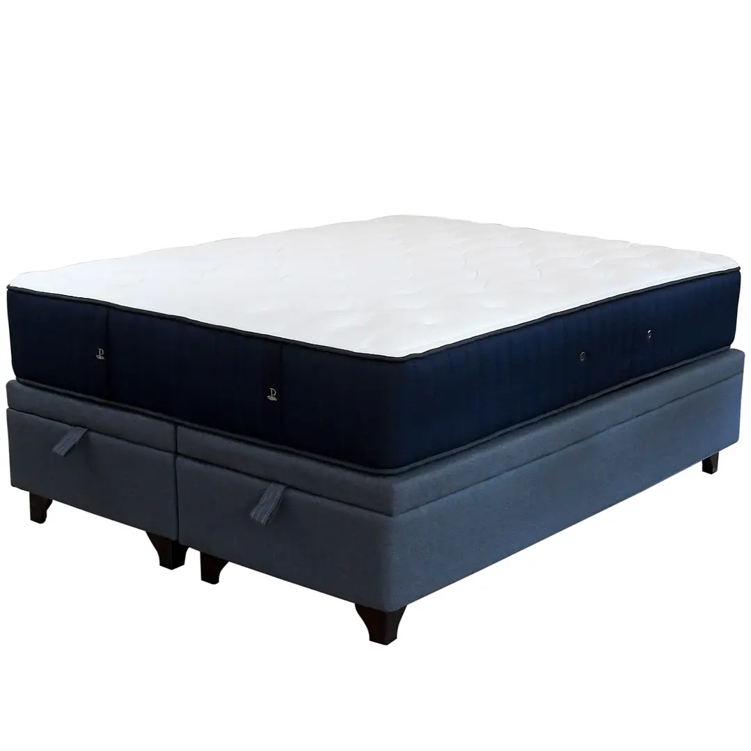 CAMA BAÚL GRIS 2 PLAZAS DIVIDIDA L190 + COLCHÓN CIC PREMIUM + PATAS DE 11 CM - 1