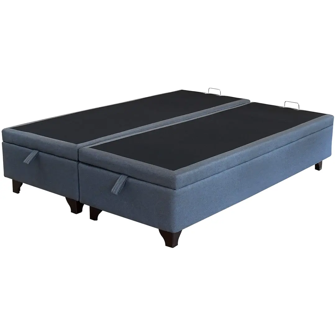 CAMA BAÚL GRIS 2 PLAZAS DIVIDIDA L200 + COLCHÓN CIC PREMIUM + PATAS DE 11 CM - 3