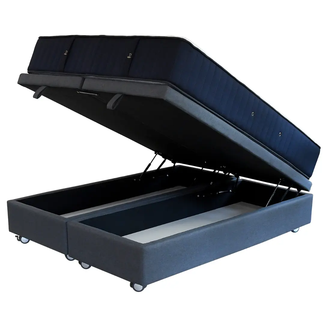 CAMA BAÚL GRIS 2 PLAZAS DIVIDIDA L190 + COLCHÓN CIC PREMIUM + RUEDAS LOGO - 2