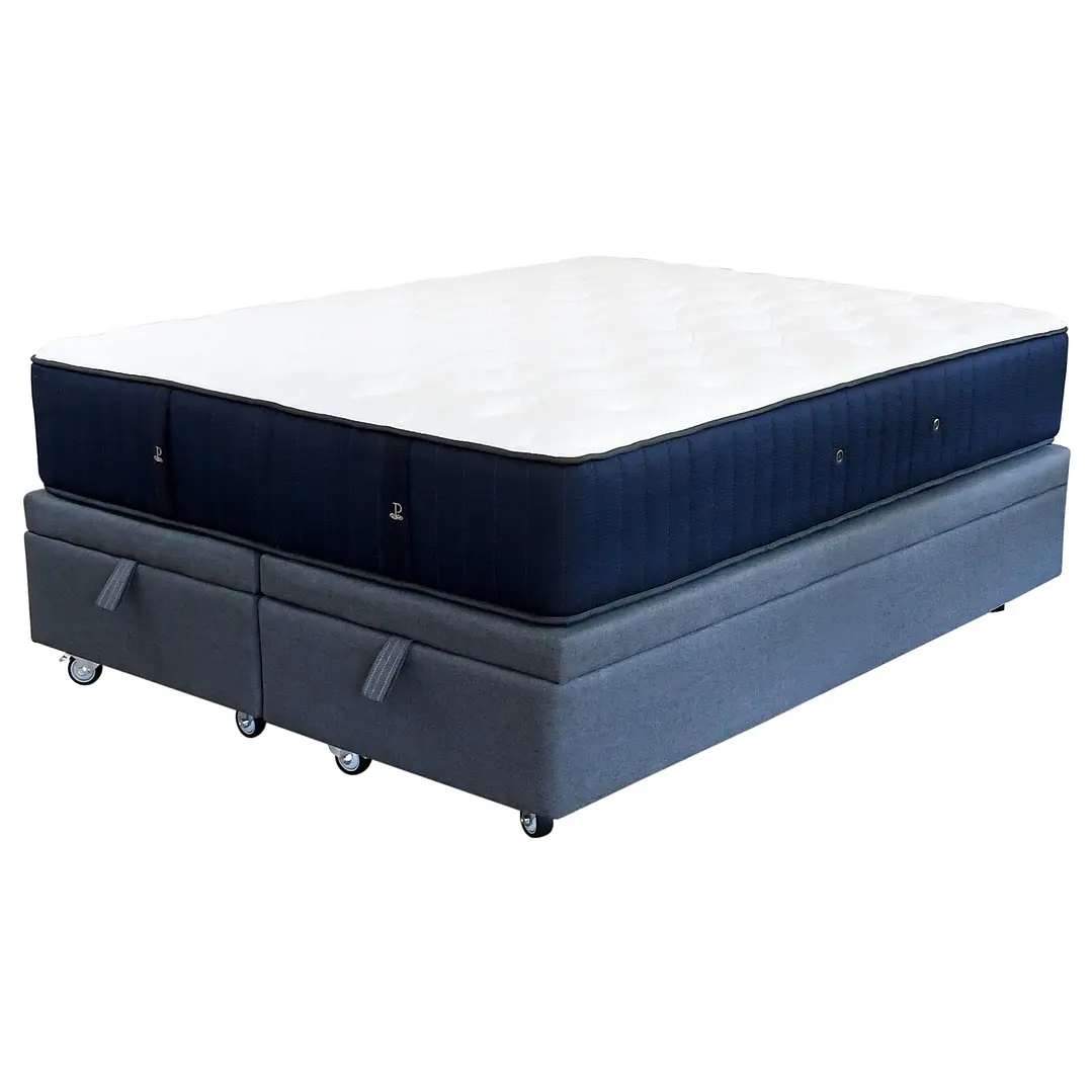 CAMA BAÚL GRIS 2 PLAZAS DIVIDIDA L190 + COLCHÓN CIC PREMIUM + RUEDAS DELUXE - 1