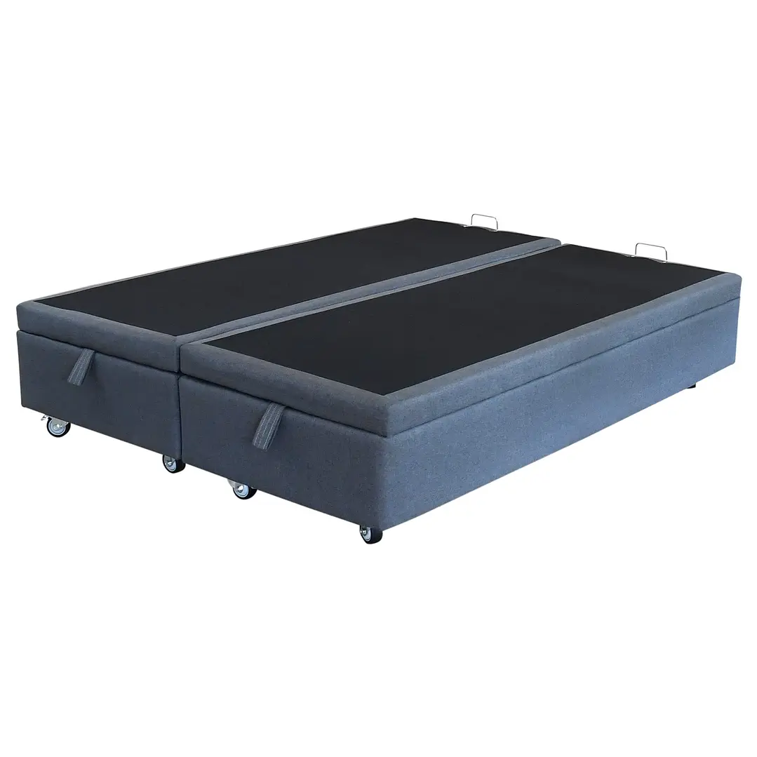 CAMA BAÚL GRIS 2 PLAZAS DIVIDIDA L190 + COLCHÓN CIC PREMIUM + RUEDAS DELUXE - 3
