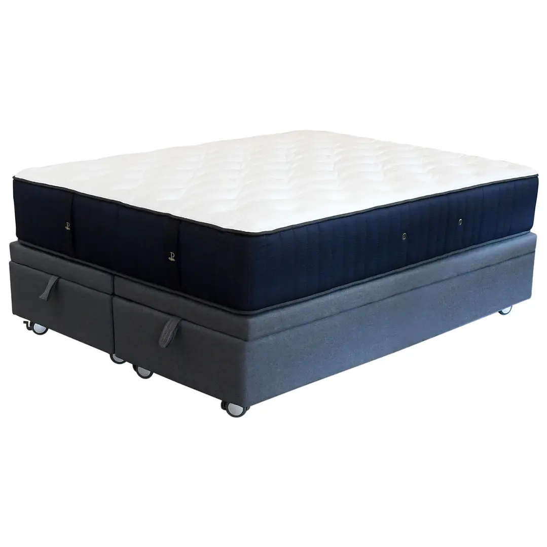 CAMA BAÚL GRIS SUPER KING DIVIDIDA L200 + COLCHÓN CIC PREMIUM + RUEDAS LOGO - 1
