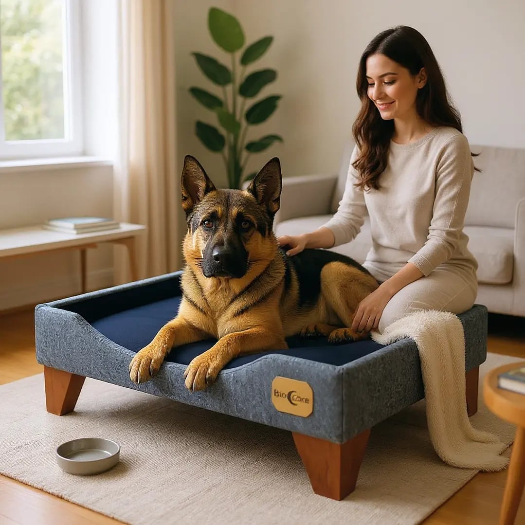 CAMA DE MASCOTAS - TALLA XL EXTRA (110X80 CM) / PATAS DE MADERA 11 CM - 1