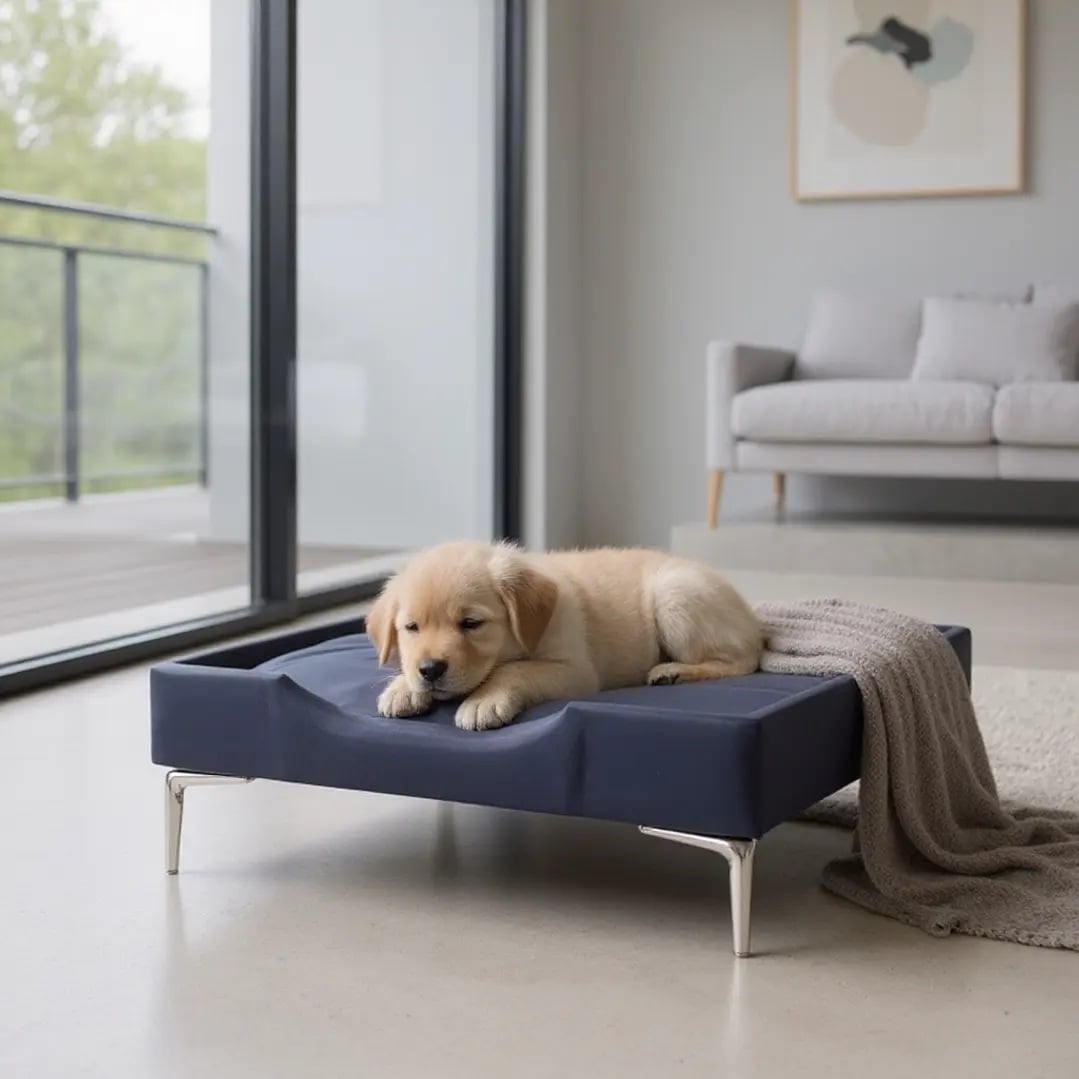 CAMA DE MASCOTAS - TALLA S (55X40 CM) / PATA CROMADA 15 CM (NEGRO) - 1