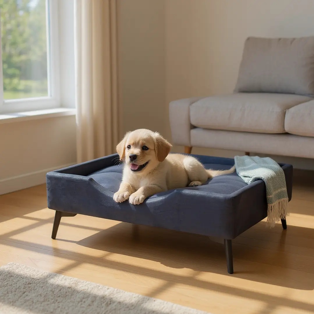CAMA DE MASCOTAS - TALLA M EXTRA (50X75 CM) / PATA METALICA 12 CM (NEGRO) - 1