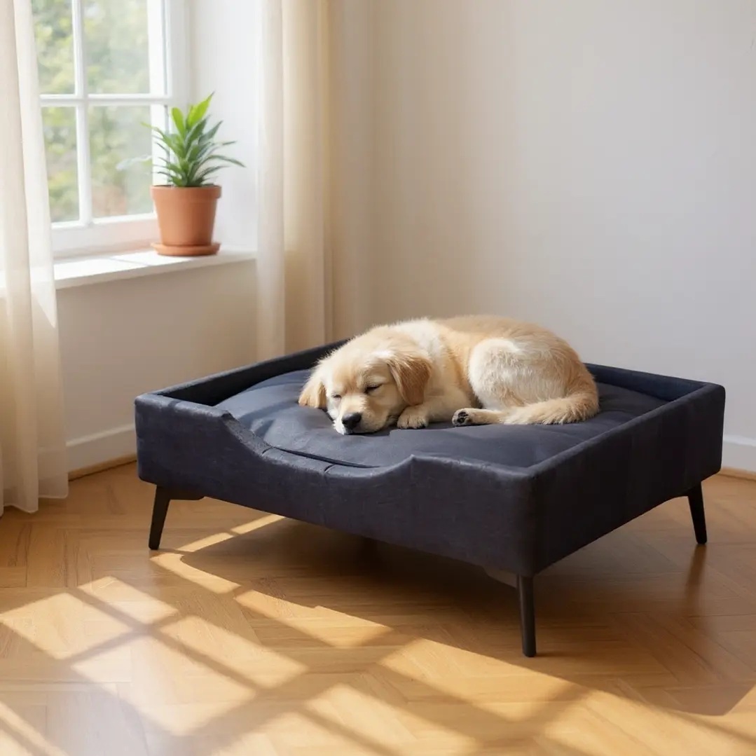 CAMA DE MASCOTAS - TALLA L EXTRA (90X70 CM) / PATA METALICA 12 CM (NEGRO) - 1