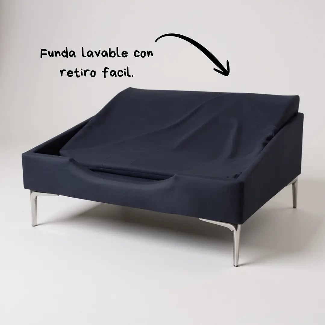CAMA DE MASCOTAS - TALLA L EXTRA (90X70 CM) / PATA CROMADA 15 CM (NEGRO) - 3