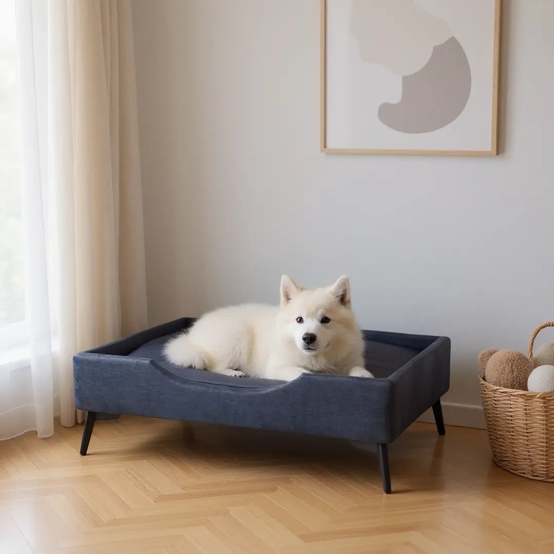 CAMA DE MASCOTAS - TALLA XL EXTRA (110X80 CM) / PATA METALICA 12 CM (NEGRO) - 1