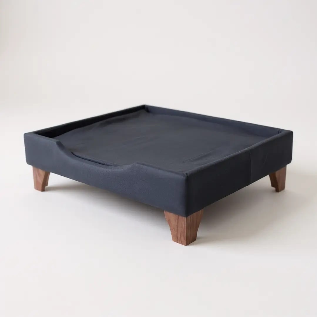 CAMA DE MASCOTAS - TALLA XL EXTRA (110X80 CM) / PATAS DE MADERA 11 CM (NEGRO) - 4