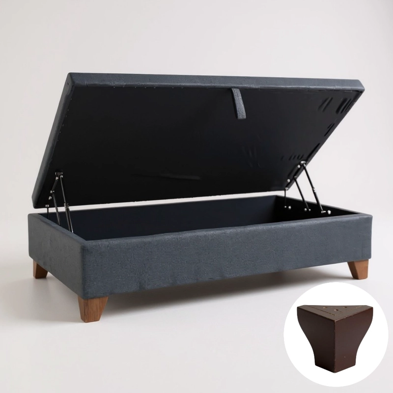 Base Cama Baul 1 PLaza L200 (Gris)  / Ruedas Deluxe con freno / Sin refuerzo - 2