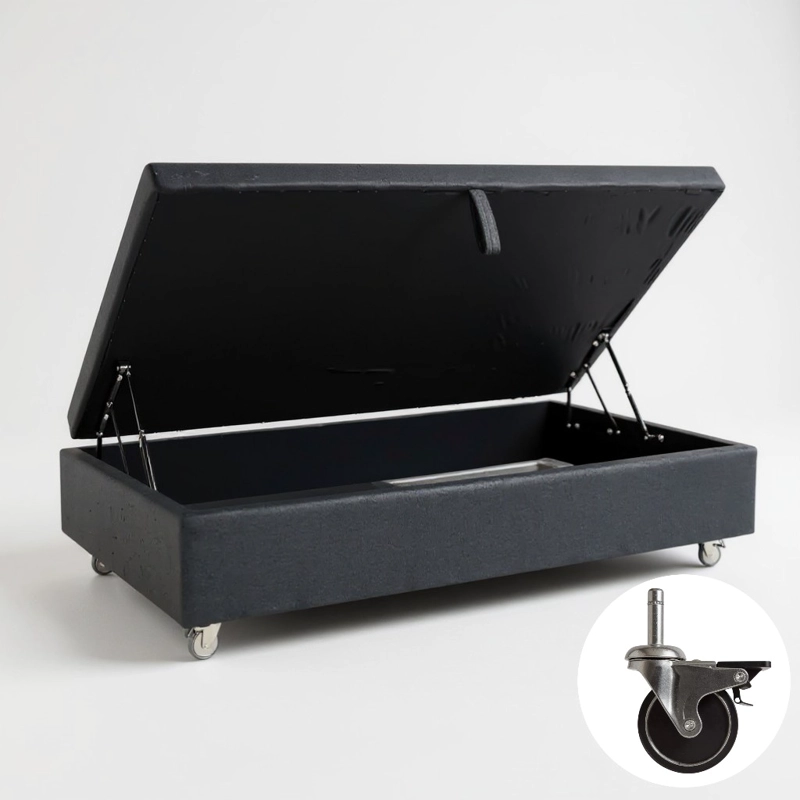 Base Cama Baul 1 PLaza L200 (Gris)  / Ruedas Deluxe con freno / Sin refuerzo - 1