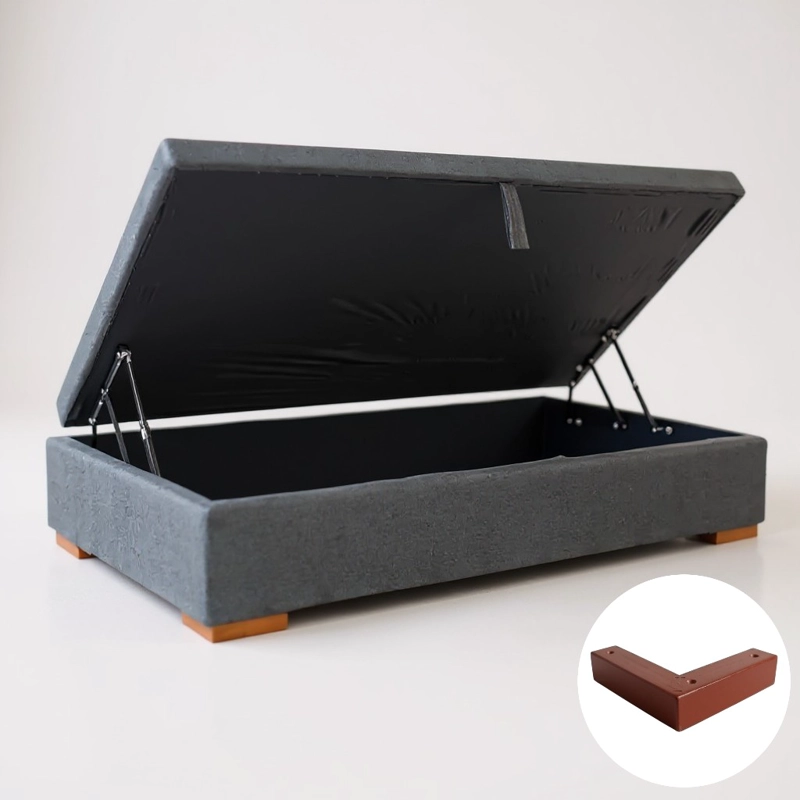 Base Cama Baul 1 PLaza L200 (Gris)  / Ruedas Deluxe con freno / Sin refuerzo - 2