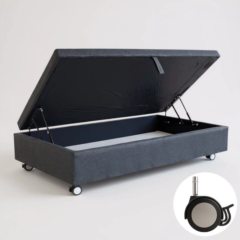 Base Cama Baul 1 PLaza L200 (Gris)  / Ruedas Deluxe con freno / Sin refuerzo - 2