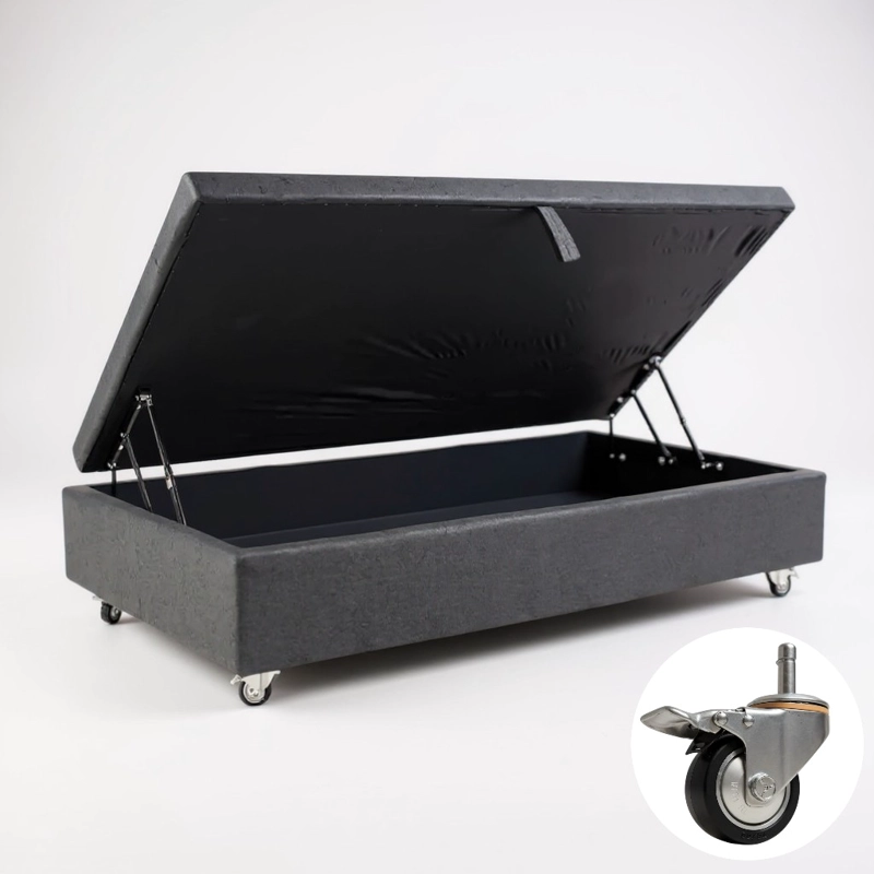 Base Cama Baul 1 PLaza L200 (Gris)  / Ruedas Deluxe con freno / Sin refuerzo - 2