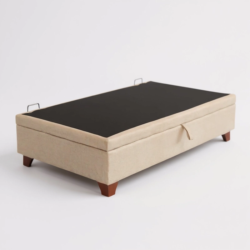 BASE CAMA BAUL 1 PLAZA L200 (BEIGE)  / PATAS DE MADERA 11 CM / SIN REFUERZO - 1