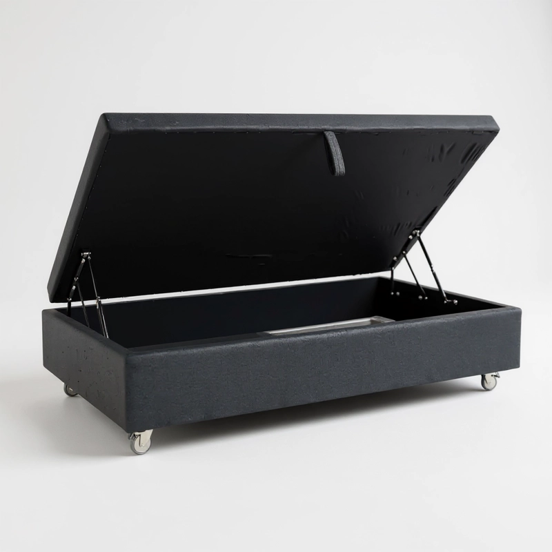BASE CAMA BAUL 1 PLAZA L190 (GRIS)  / RUEDAS PYTON CON FRENO / CON REFUERZO - 1