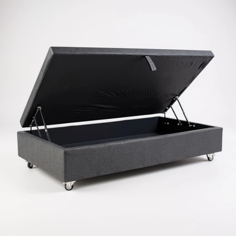 BASE CAMA BAUL 1 PLAZA L190 (GRIS)  / RUEDAS DELUXE CON FRENO / CON REFUERZO - 1