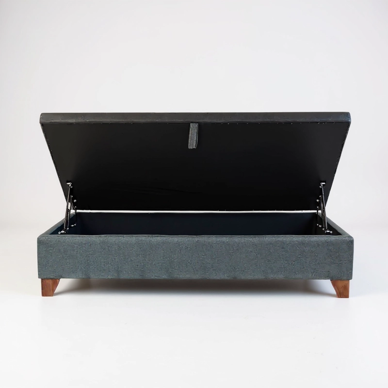 BASE CAMA BAUL 1.5 PLAZA L200 (GRIS)  / PATAS DE MADERA 4.5 CM / SIN REFUERZO - 1