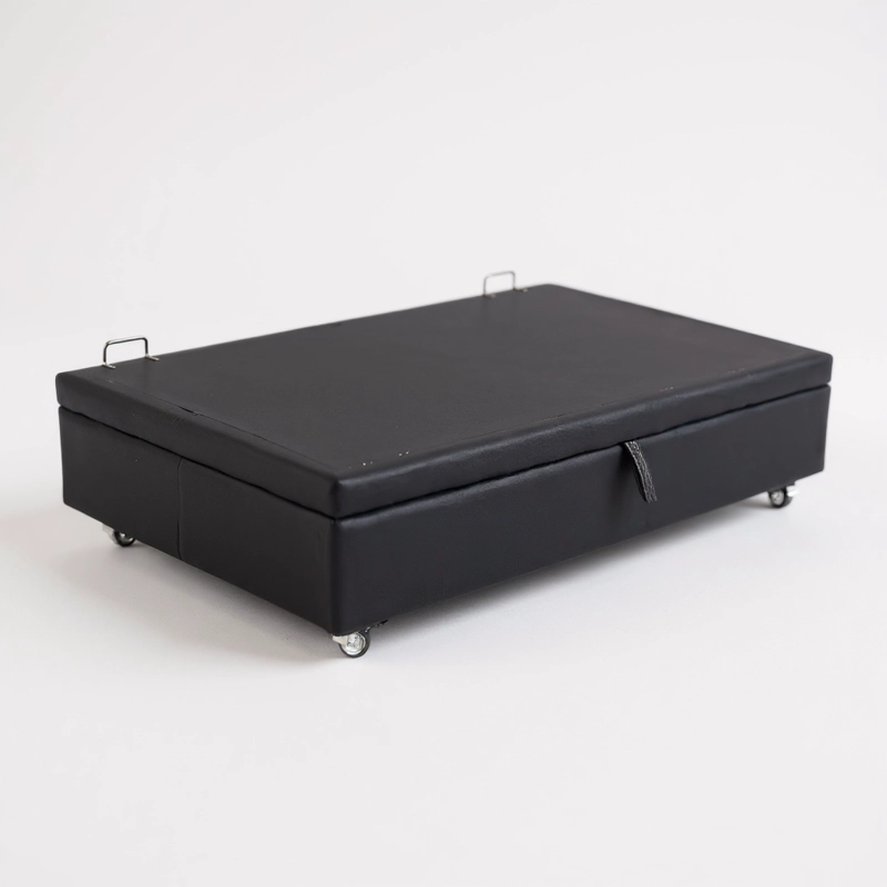 BASE CAMA BAUL 1.5 PLAZA L190 (NEGRO)  / RUEDAS PYTON CON FRENO / SIN REFUERZO - 1